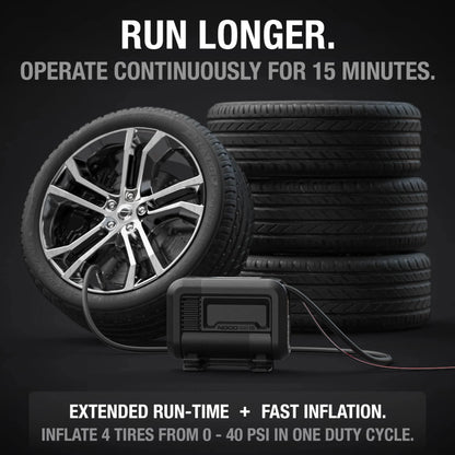 UltraFast 15A Tire Inflator, 12V Portable Air Compressor Pump, Rated at 80 PSI, Inflates Tires from 0-40 PSI in 2.9 Minutes with a Digital Gauge, Smart Pressure and Auto-Shutoff