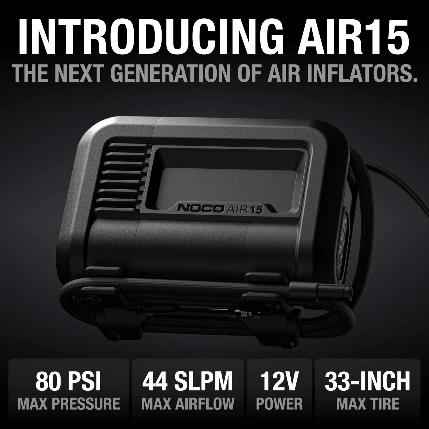 UltraFast 15A Tire Inflator, 12V Portable Air Compressor Pump, Rated at 80 PSI, Inflates Tires from 0-40 PSI in 2.9 Minutes with a Digital Gauge, Smart Pressure and Auto-Shutoff