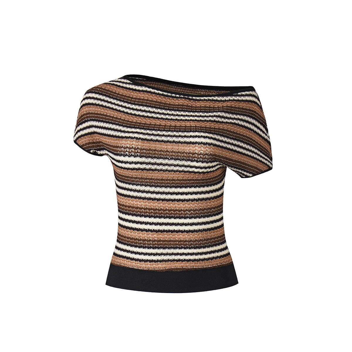 Women's Striped Knit Short Sleeve T-Shirt