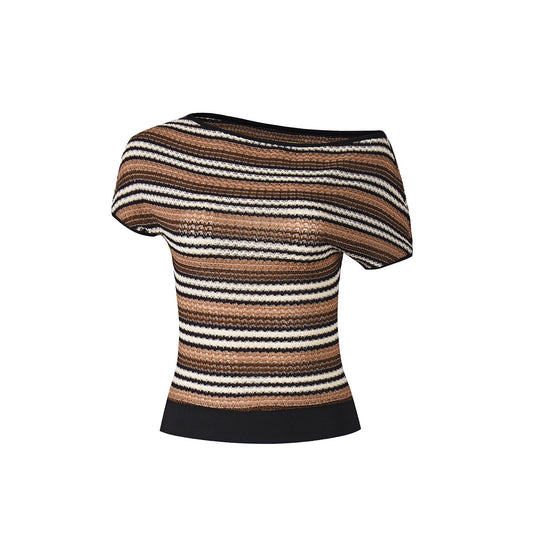Women's Striped Knit Short Sleeve T-Shirt