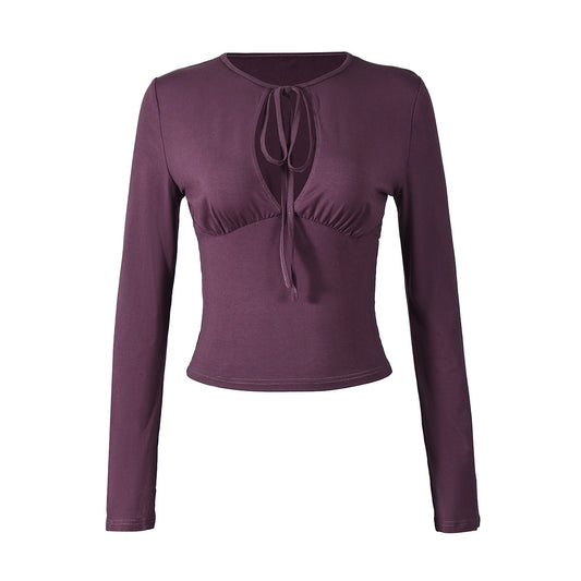 Women's Hollow Bow Tie Slim Top