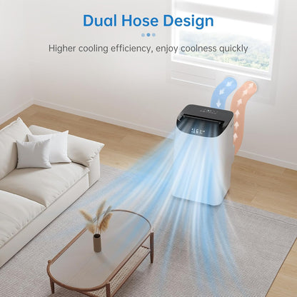 Portable Air Conditioner Cools Up to 700 Sq.Ft, 3-IN-1 Energy Efficient Portable AC Unit with Remote Control & Installation Kits for Large Room, Campervan, Office, Temporary Space