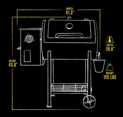 Wood Fired Pellet Grill with Flame Broiler, 700 Sq. In. Cooking Space